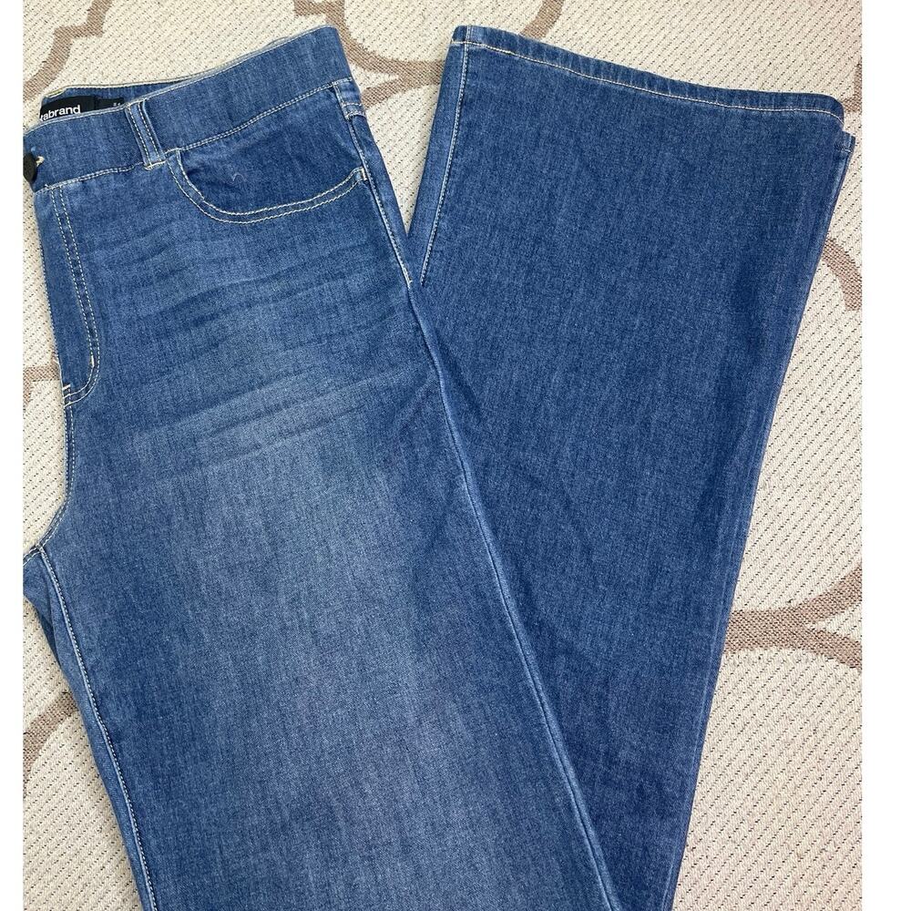 Betabrand 4-Pocket Bootcut Yoga Denim Jeans Pull-On Stretch Blue, Size Large